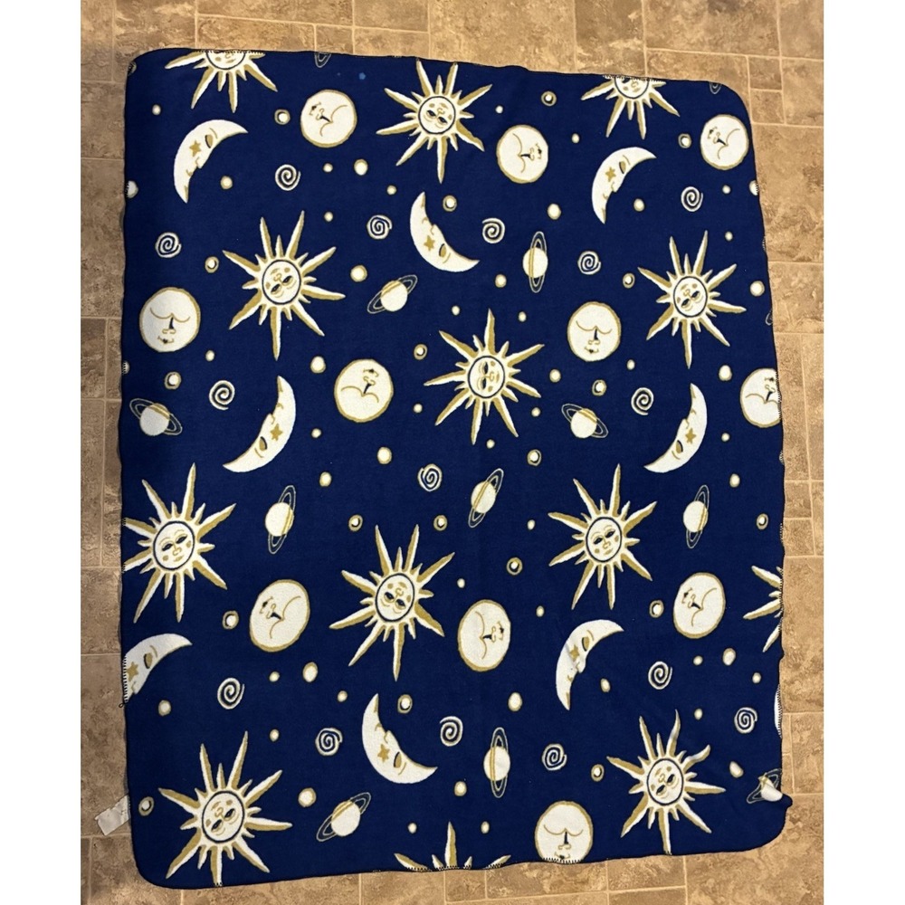 VTG 90s Celestial Sun Moon & Stars Throw Blanket Tapestry Cosmos Whimsigoth
